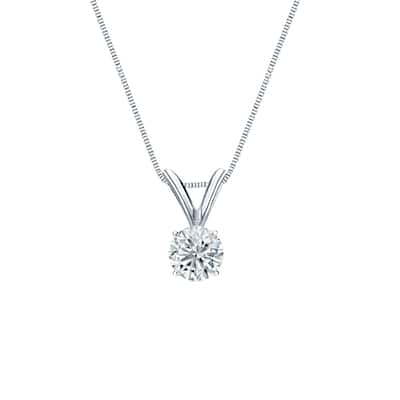 Auriya 14-karat Gold 0.30ctw Round Solitaire Lab Grown Diamond Necklace 4-Prong Basket (D-E VVS) - 0.3