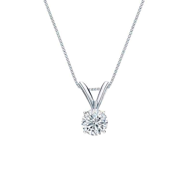 Auriya Platinum 0.25ctw Round Solitaire Lab Grown Diamond Necklace 4-Prong Basket (H-I VS) - 0.25 - 0.25 - 18 Inch - White - White