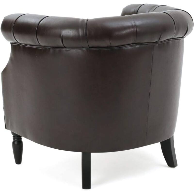Roomfitters Tufted Upholstered Club Chair, Elegant Rolled-Arm Accent Armchair with Nailhead Trim for Living Spaces