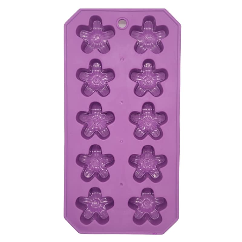 Chef Craft Flexible Thermoplastic 10-Cube Ice Cube Tray - Fun Flower Shapes - 1 Pack
