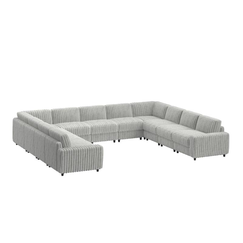 Veyron Furry Channel Fabric Down-filled U-Shape 9-Seat Modular Sectional Sofa by iNSPIRE Q Modern