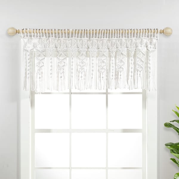 Lush Decor Belle Valance - Vintage Chic Single Curtain, 84" Wide X 18" Long, White Ruffled Valance For Farmhouse Decor