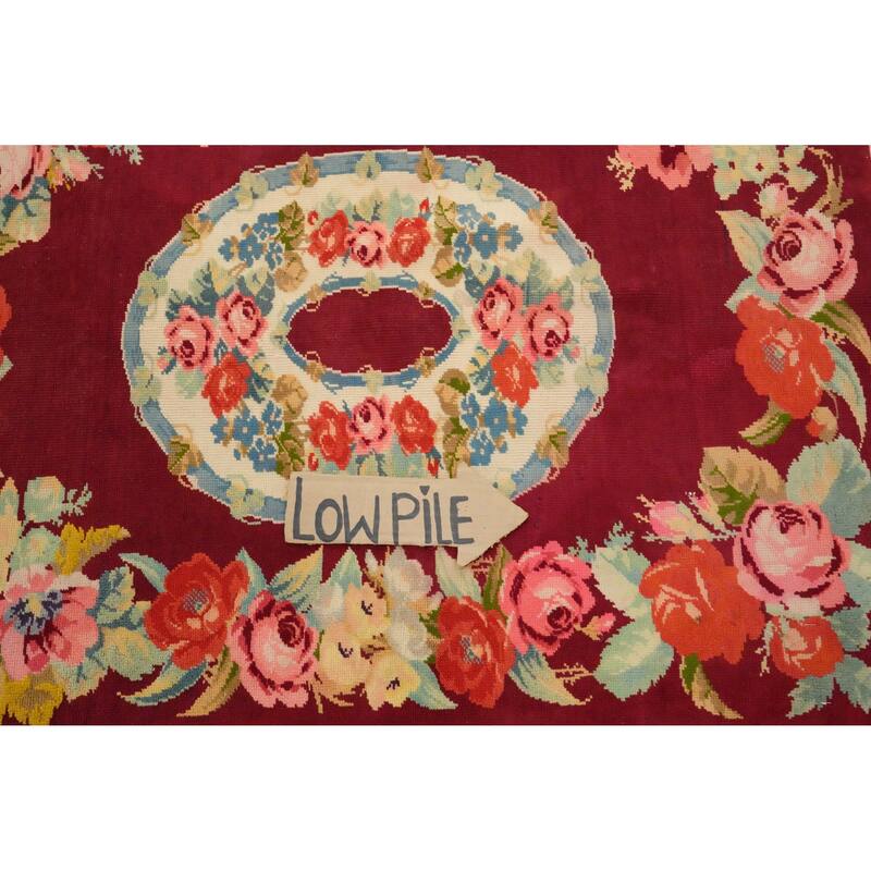 Hand Knotted Oriental 100% Wool Carpet Traditional Floral Red Karabagh Area Rug - 3' 3'' X 2' 6''