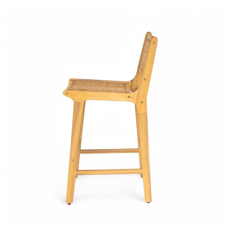 Christopher Knight Home - Betty Outdoor Acacia and Wicker Bar Stool Set of 2