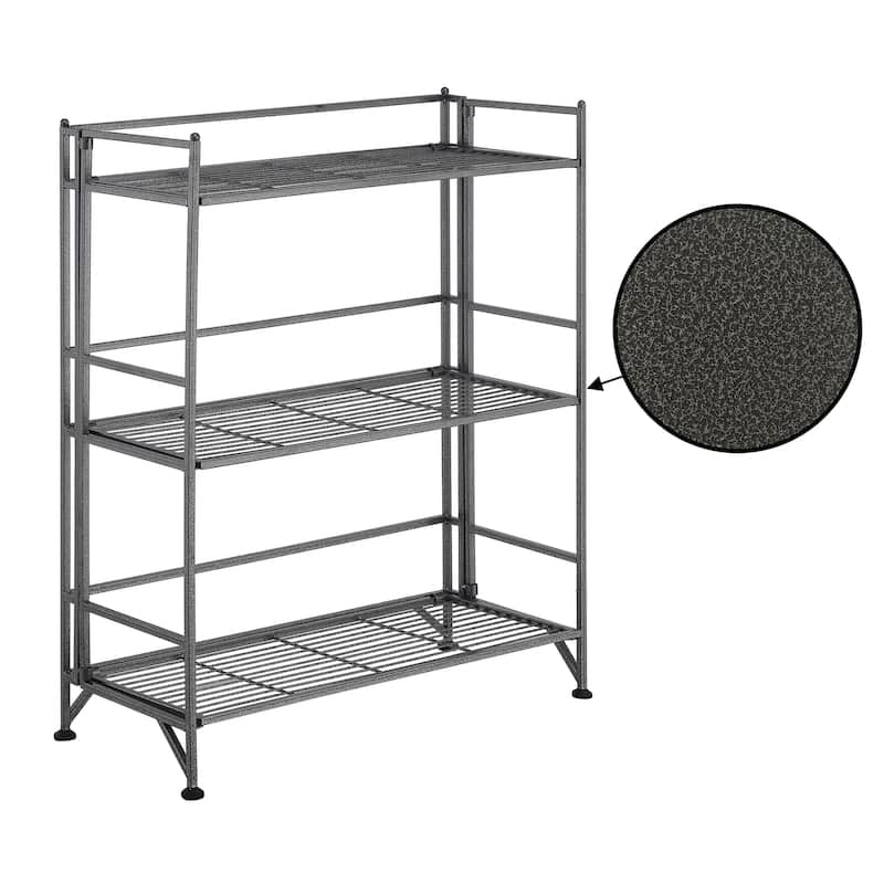 Convenience Concepts Xtra Storage 3 Tier Wide Folding Metal Shelf - Speckled Grey