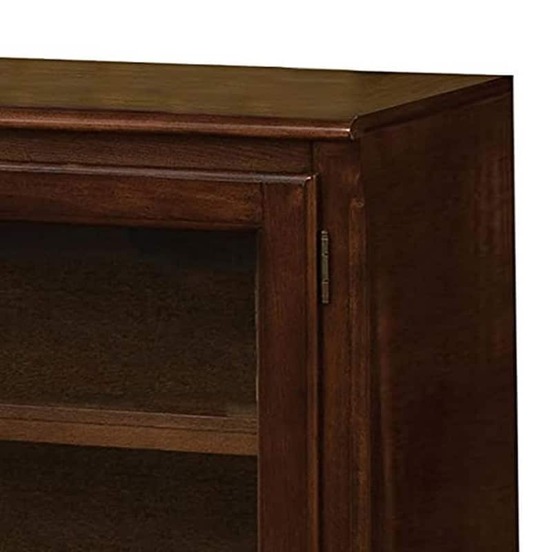 58 Inch Wood TV Entertainment Media Console, 2 Door, 2 Open Shelves, Walnut