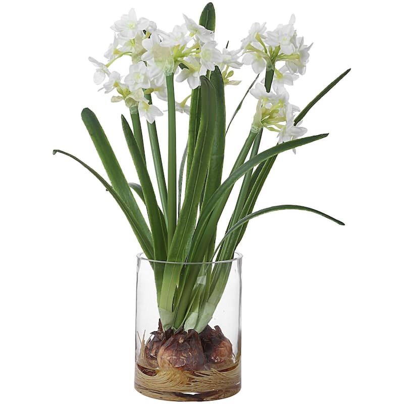 Uttermost 60228 Lacey Daffodil 17" Tall Glass Faux Flora Planter