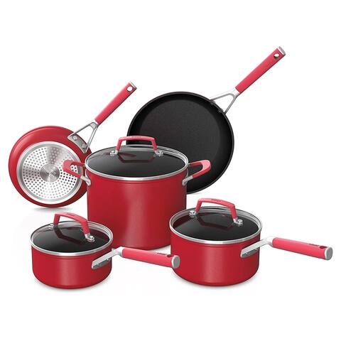 Ninja Foodi NeverStick Vivid Oven Safe 8 Piece Pots & Pans Cookware Set, Crimson