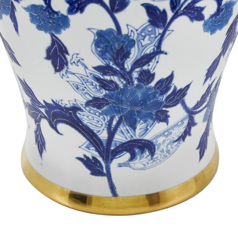 Blue Ceramic Floral Decorative Jars