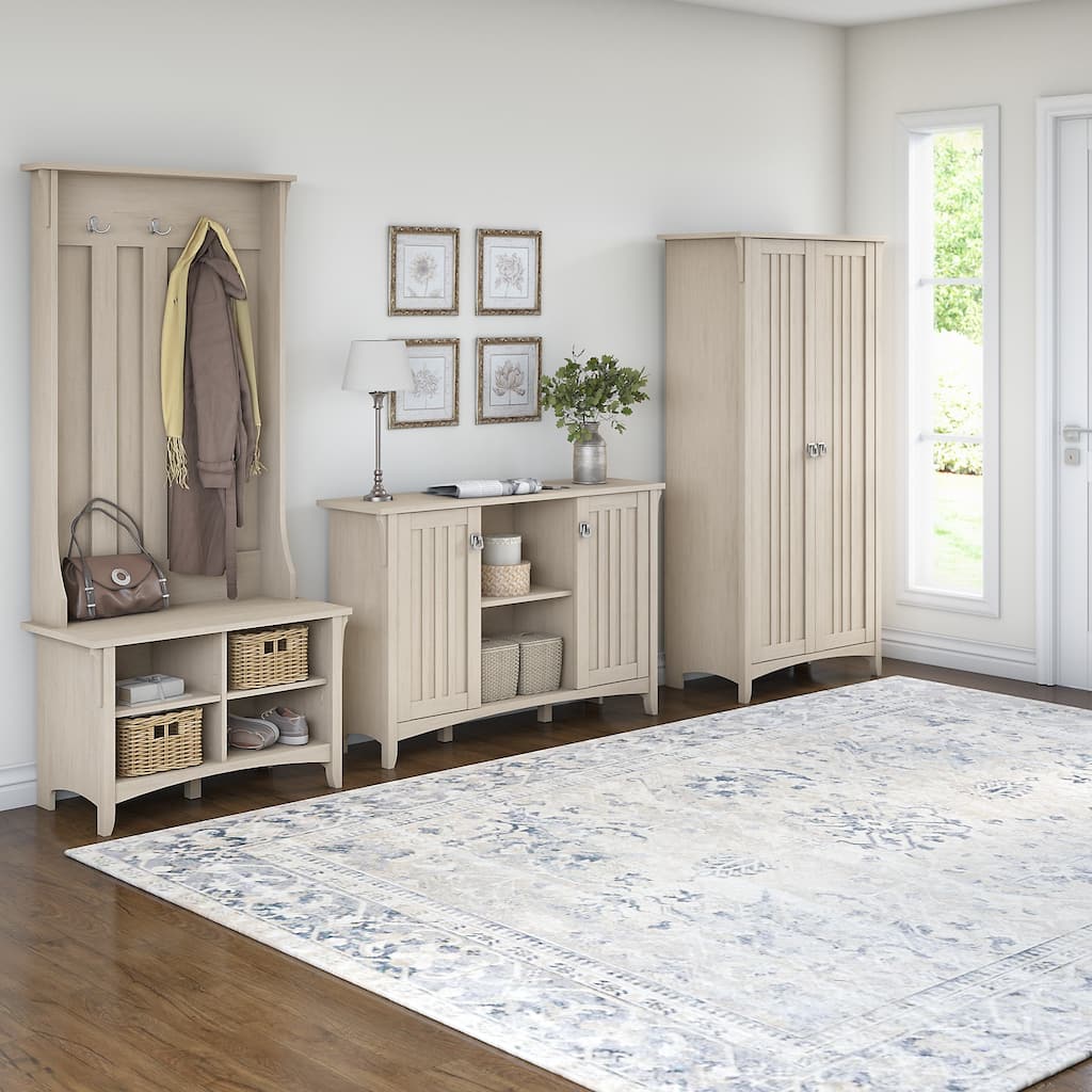 Salinas Entryway Storage Set with Hall Tree, Shoe Bench and Cabinets