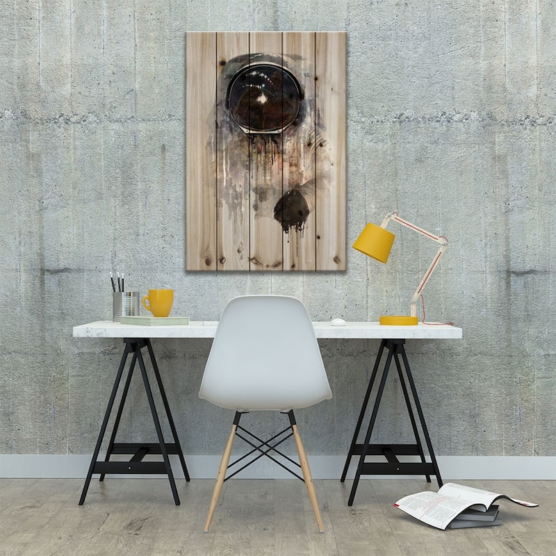 Astronaut I Print On Wood by Dániel Taylor - Multi-Color