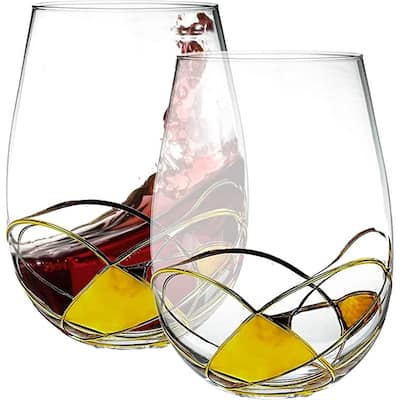Bezrat Set Of 2 tumblers with Gold Shade colored Mosaic Design