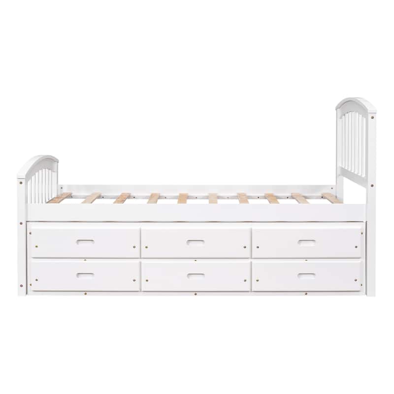 Stylish Twin Bed with Storage Drawers - Durable Solid Wood Design