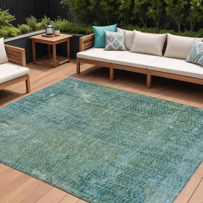 HomeRoots Abstract Transitional Rectangle Outdoor Rug - 9' X 12'