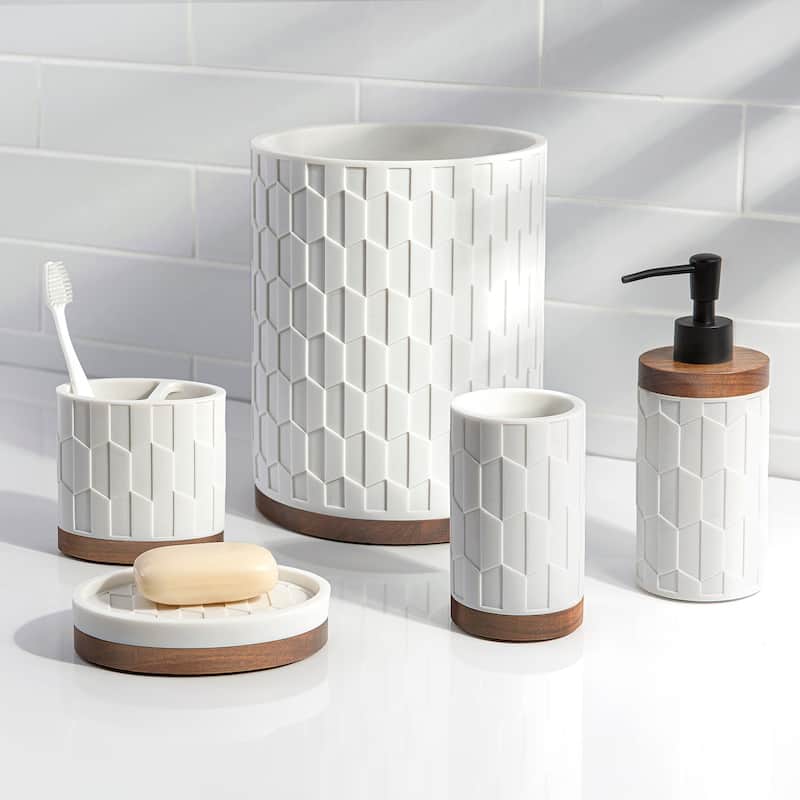 Sarasota Resin with Wood Wastebasket