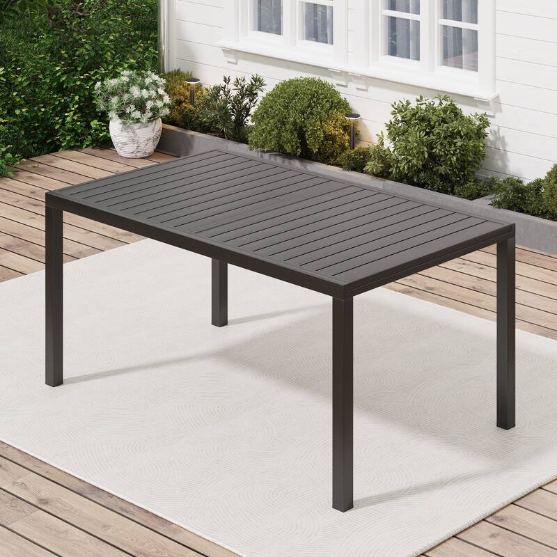 62"-84" Extendable Outdoor Dining Table Set for 6-8 Person, Rectangular Outdoor Furniture Adjustable Table for Porch,Backyard - Black