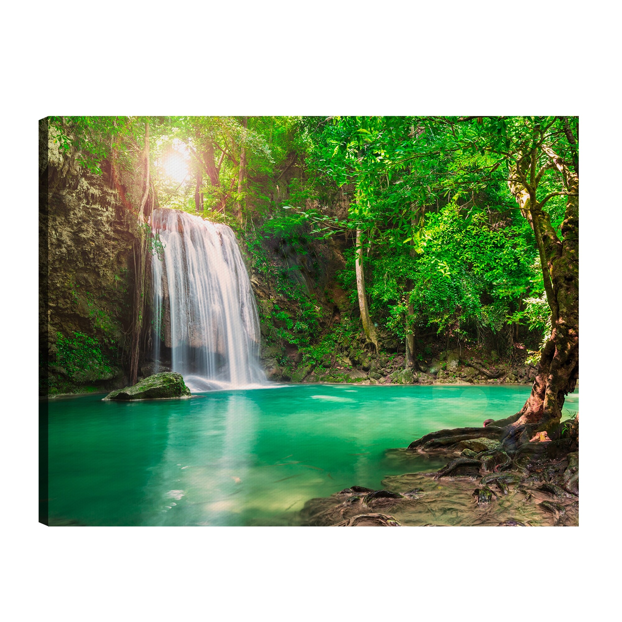 Shop American Art Decor Tropical Waterfall Oasis Outdoor Canvas Art Print Overstock 31747082