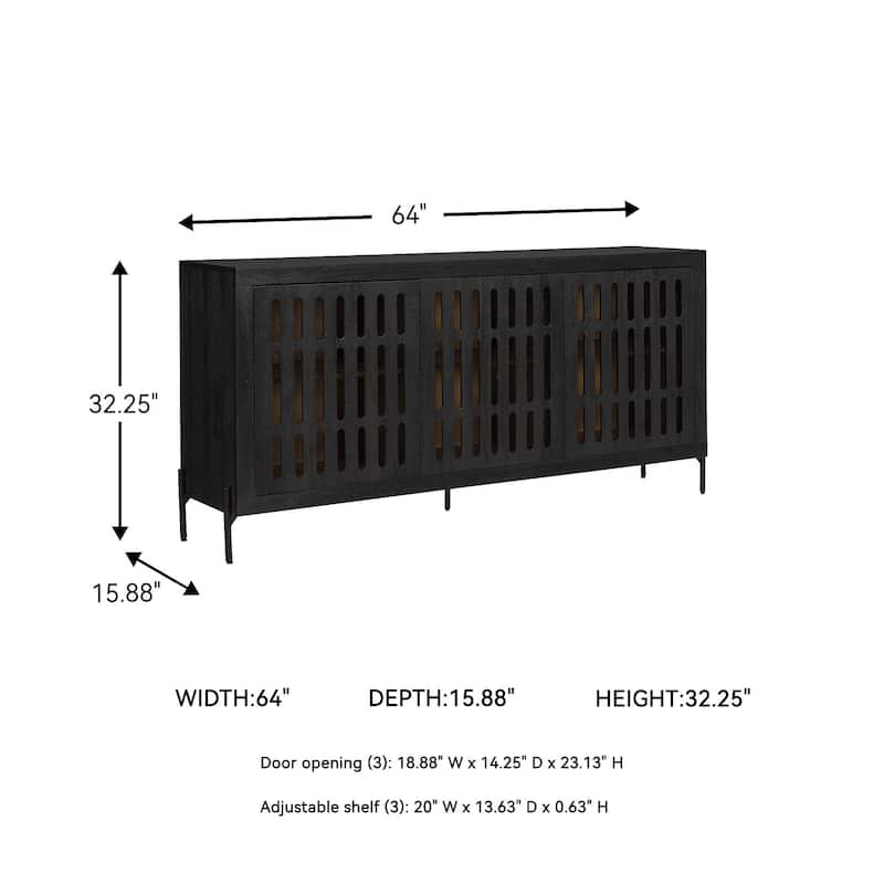 Signature Design by Ashley Vallisburg Black/Natural Accent Cabinet - 64" W x 15.88" D x 32.25" H