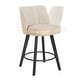 preview thumbnail 22 of 53, 26.in Swivel Bar stool PU Leather/Fabric Upholstered Counter Stool, High Back Armless Stool with Wooden Legs Set of 2 - Linen Color/Fabric
