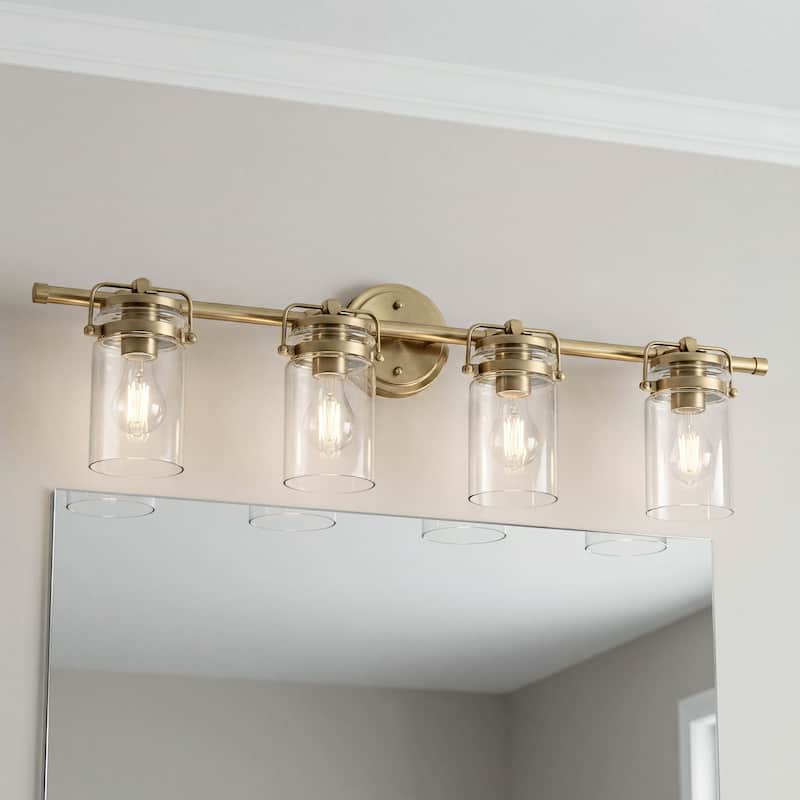 Kichler Lighting Brinley 32.5 in. 4-Light Champagne Bronze Vanity Light with Clear Glass Shade