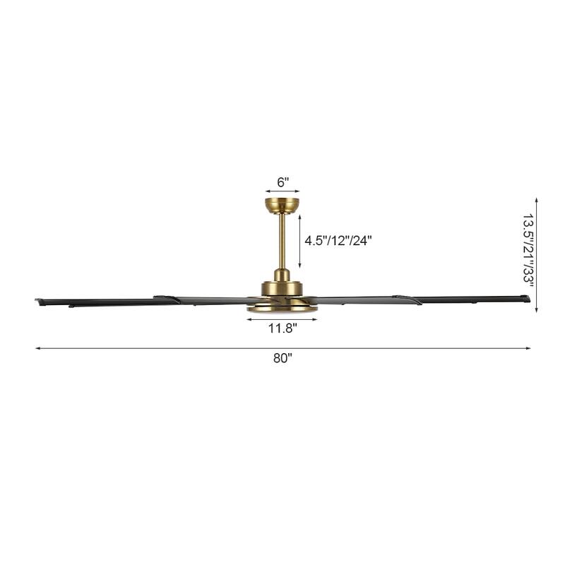 WINGBO 64" and 72" and 80" and 96" Indoor Ceiling Fan with LED Light and Remote