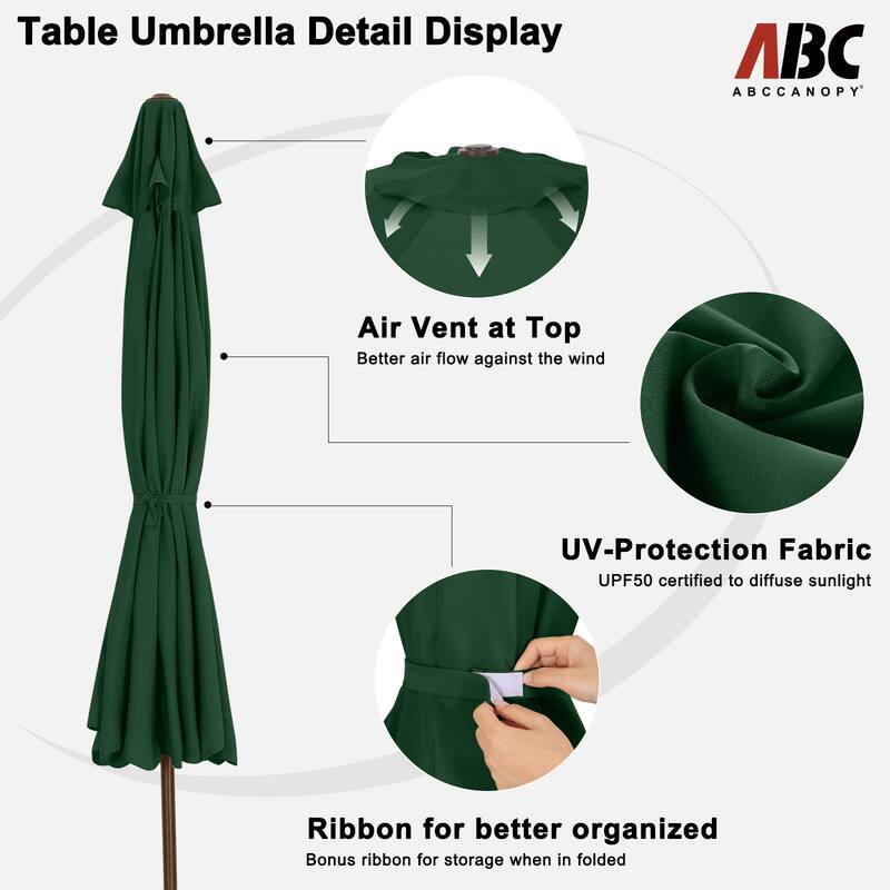 ABCCANOPY 9FT Outdoor Table Market Umbrella Tilt and Crank for Garden
