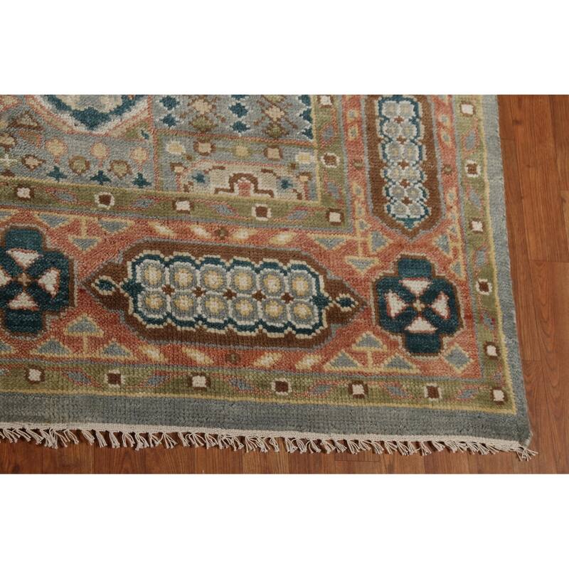 Gray Khotan Indian Area Rug Hand-Knotted Wool Carpet - 8'4" x 12'0"