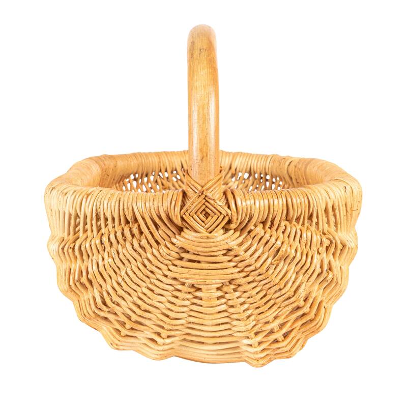 Hand-Woven Rattan Basket with Handle