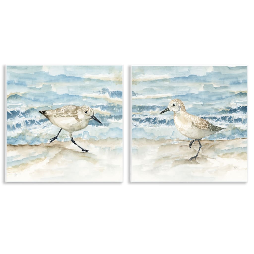 Stupell Sandpipers Treading Beach Shore Wall Plaque Art Design By Nan (Set of 2)