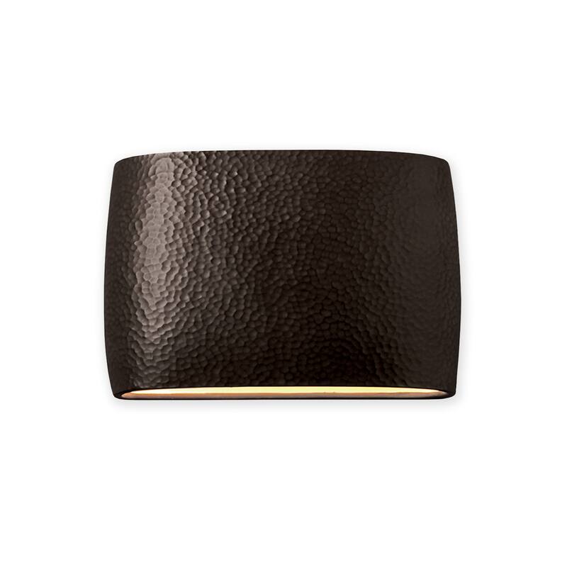 Justice Design Group Ambiance ADA Outdoor Large Ceramic Wide Oval Wall Sconce - Hammered Iron