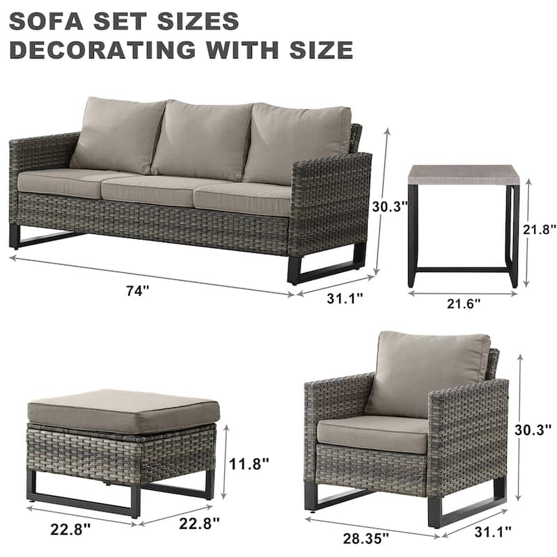 6 Piece 3-Seat Sofa Chair Table Set