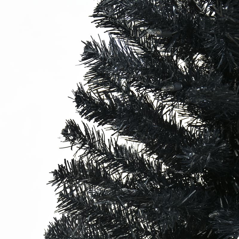 Puleo International 4.5 ft. Pre-lit Black Tinsel Tree