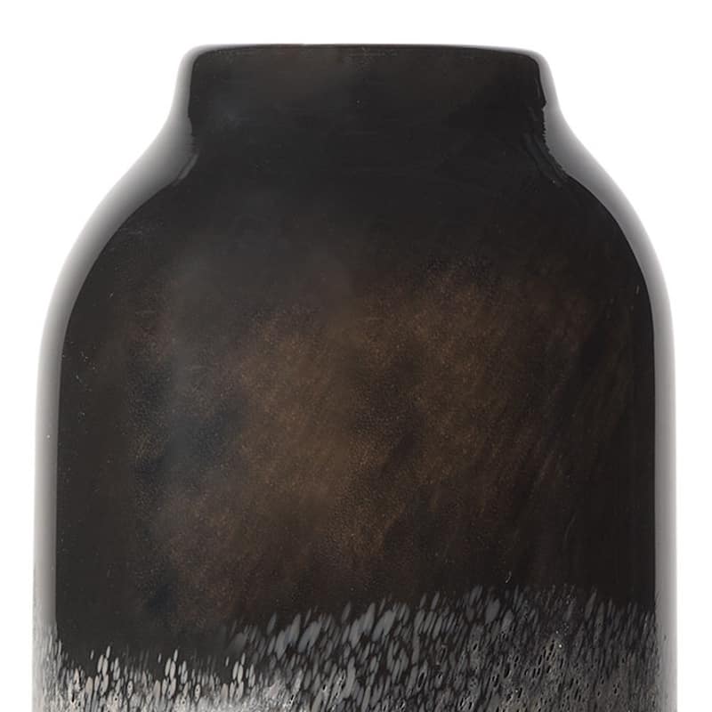 12" Black And Gray Glass Cylinder Table Vase - 5.12