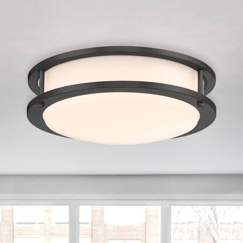 Designers Fountain DC Series 14 in. Modern Brushed Nickel Selectable 5 CCT Integrated LED Flush Mount for Bedrooms, 2-Pack - Black