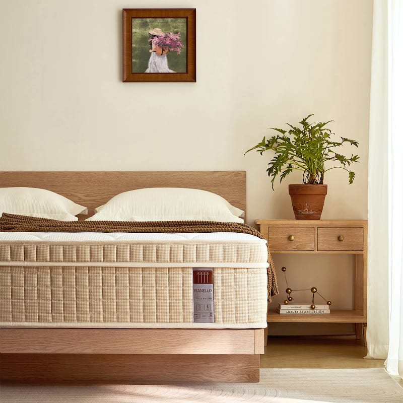 Mattress 14 Inch Hybrid Pillow Top Gel Memory Foam Medium Firm Motion Isolation Edge Support Fiberglass-Free