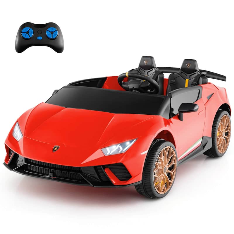 Costway 4WD 2-Seater Ride on Car, Licensed Lamborghini Kids’ Vehicles - See Details - Red