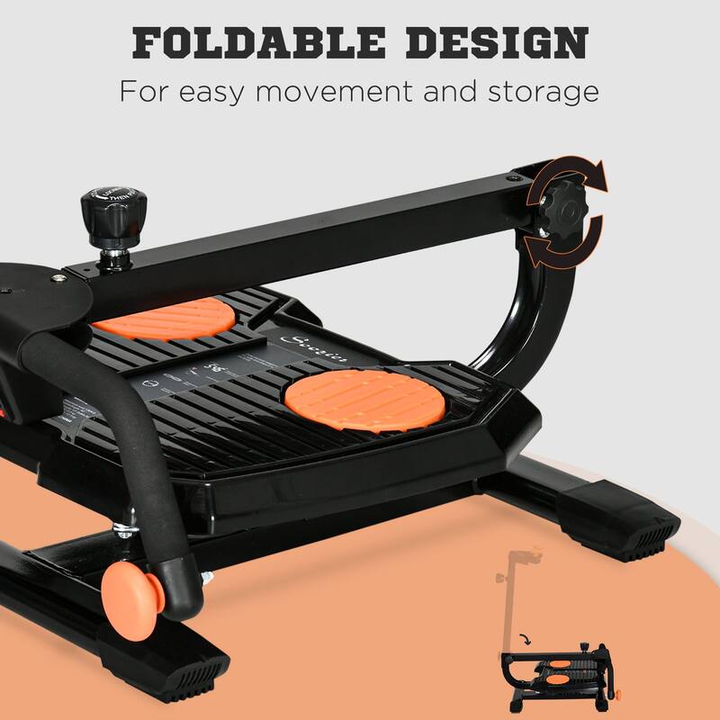 Soozier Foldable Ab Twister, Height Adjustable Twist Board with LCD Monitor, Body Shaper Machine for Abs, Waist, Core, Legs