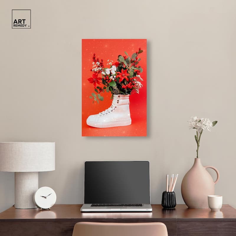 Christmas Sneaker Canvas by Art Remedy, Gallery Wrapped