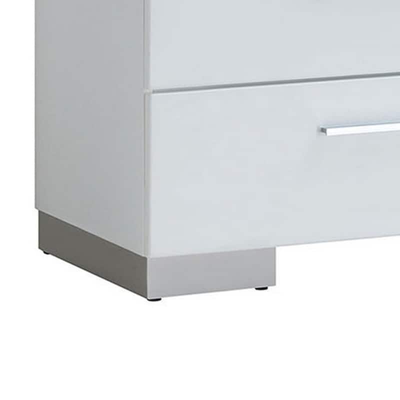 Contemporary Solid Wood Chest With Five Drawers, Glossy White