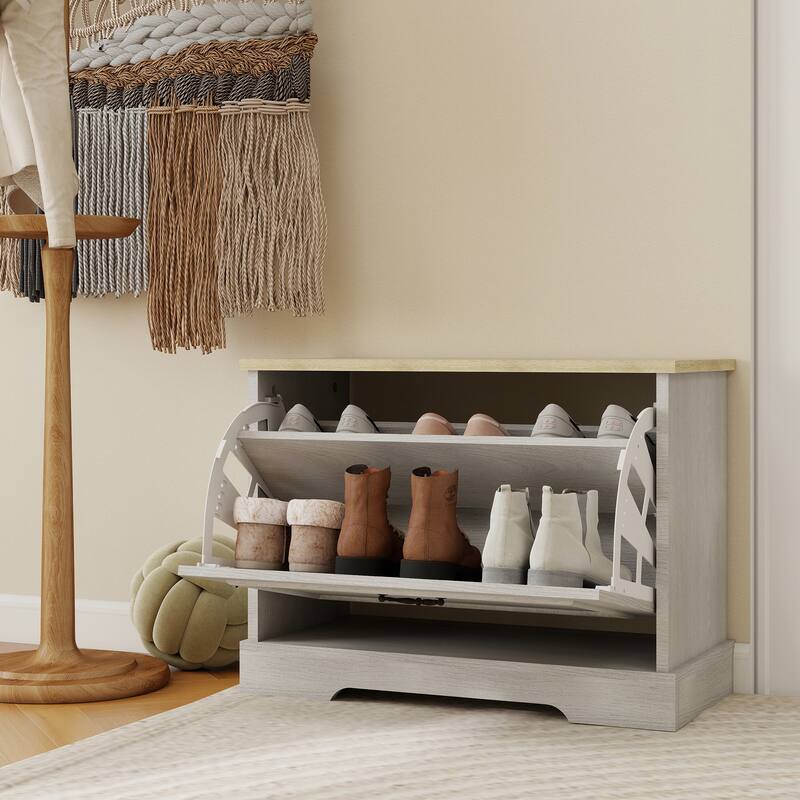 Anmytek Modern Shoe Storage Cabinet Entryway Organizer with Flip Door Hallway Mudroom