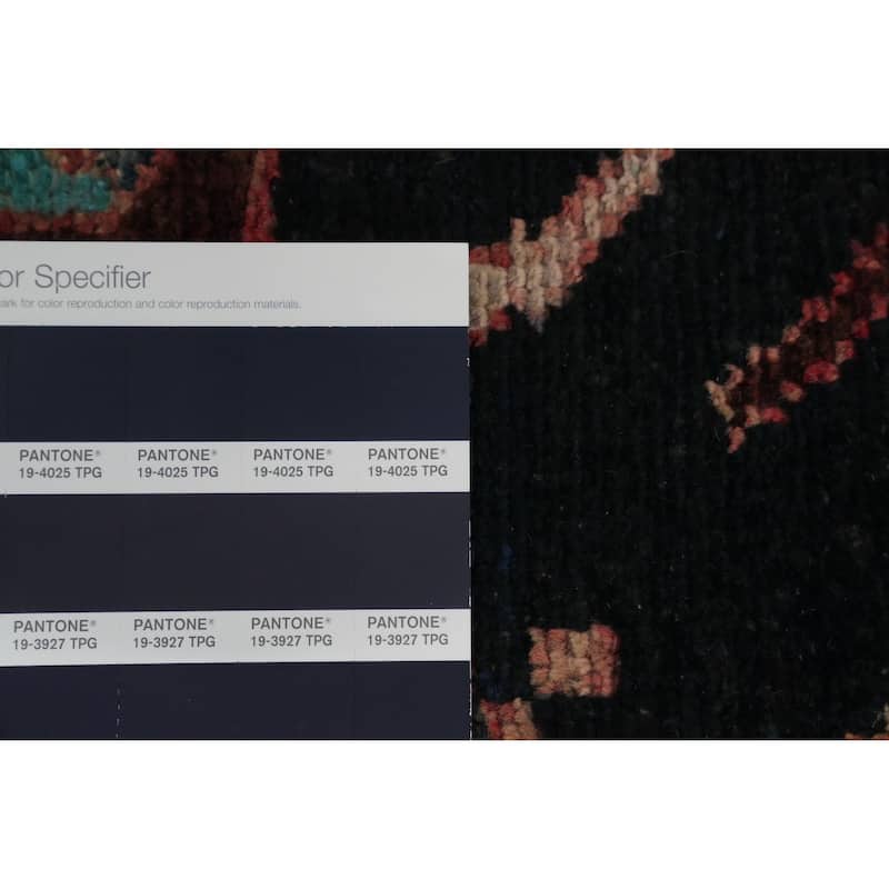 Hand Knotted Oriental 100% Wool Carpet Traditional Tribal Black Hamedan Runner Rug - 8' 6'' X 3' 4''