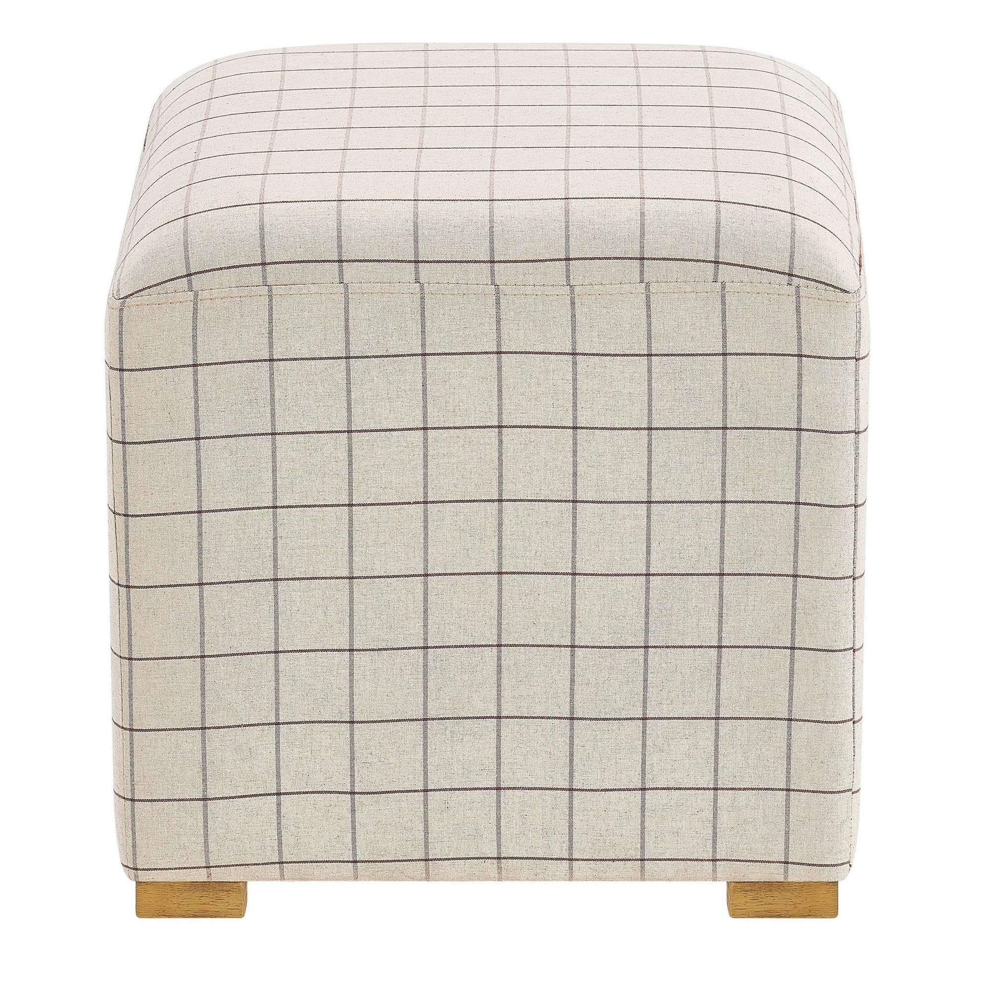 Posh Upholstered Ottoman, Brown Check