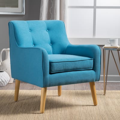 Mid-century Modern Arm Chair,Farmhouse Style Fabric Barrel Accent Chair with Tufted Back