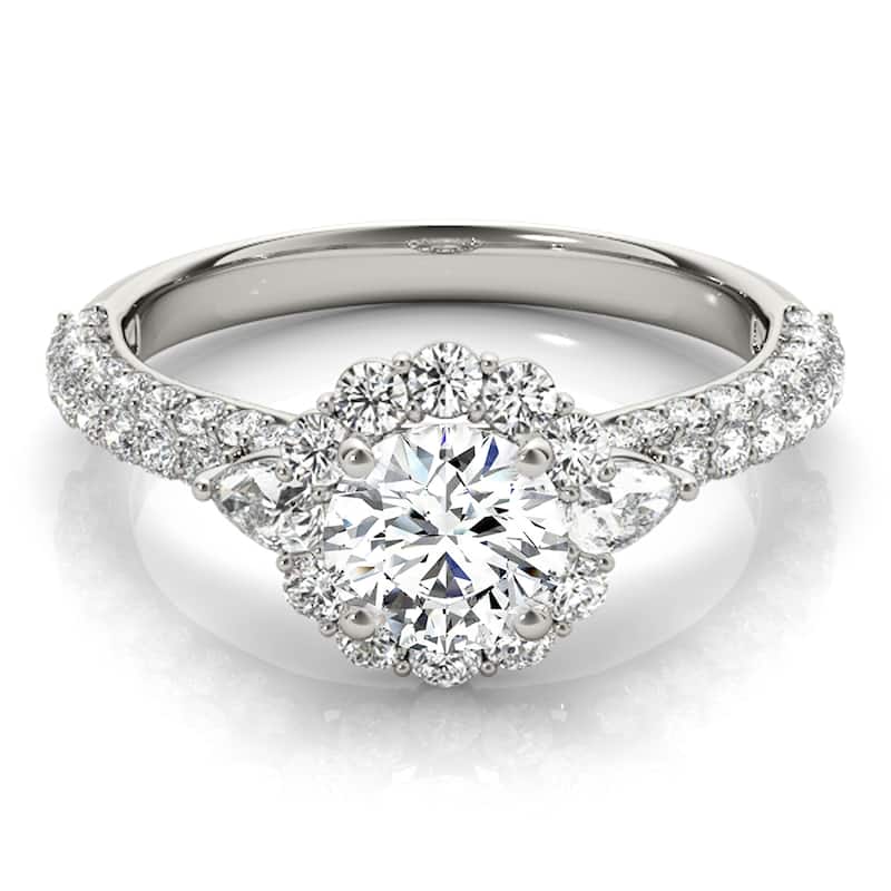 Auriya 14k White Gold Lab Grown Round Diamond Halo Engagement Ring 0.50 to 5.00 ct. tw. (F-G VS)