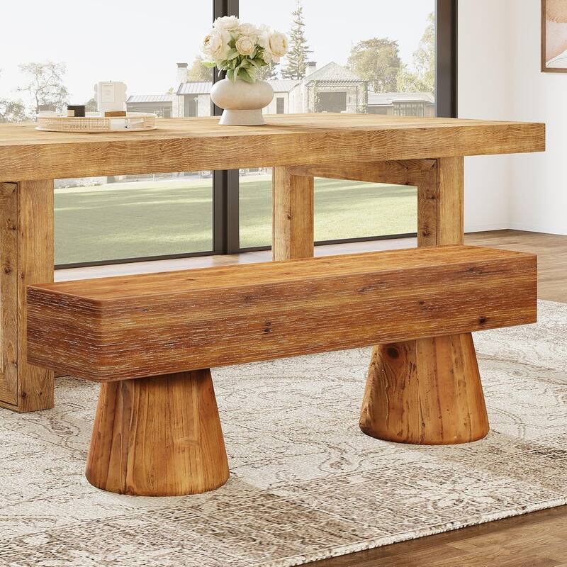 Solid Wood Kitchen Table Bench, Dining Bench Seat, Easy Assembly - Brown