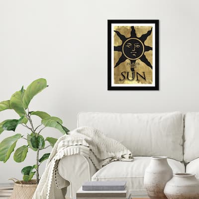 Wynwood Studio 'Praise The Sun Print' Entertainment and Hobbies Gold Wall Art Framed Print