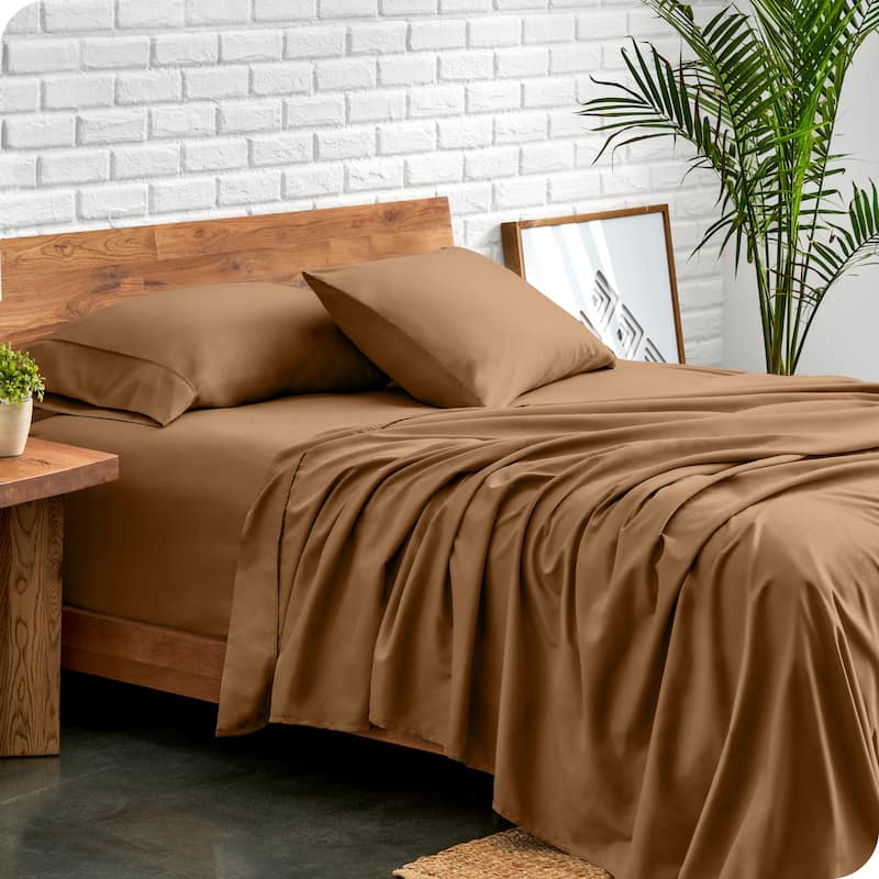 Bare Home Double Brushed Deep Pocket Sheet Set - Full - Caramel
