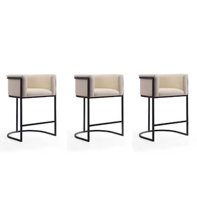 Manhattan Comfort Cosmopolitan 33.8 in. Black Metal Counter Height Bar Stool (Set of 3)