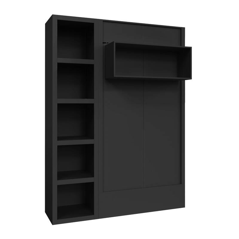 Easy-Lift Twin Murphy Wall Bed in with Bookshelf