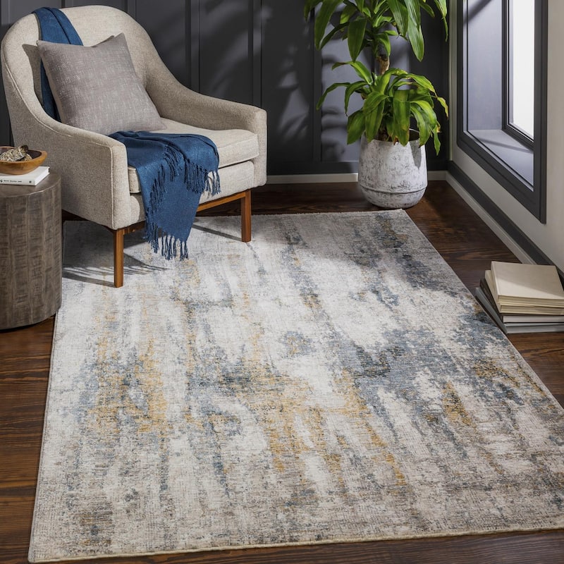 Livabliss Modern & Contemporary Cardiff Abstract Area Rug - 9' x 12'2" - Blue/Rust